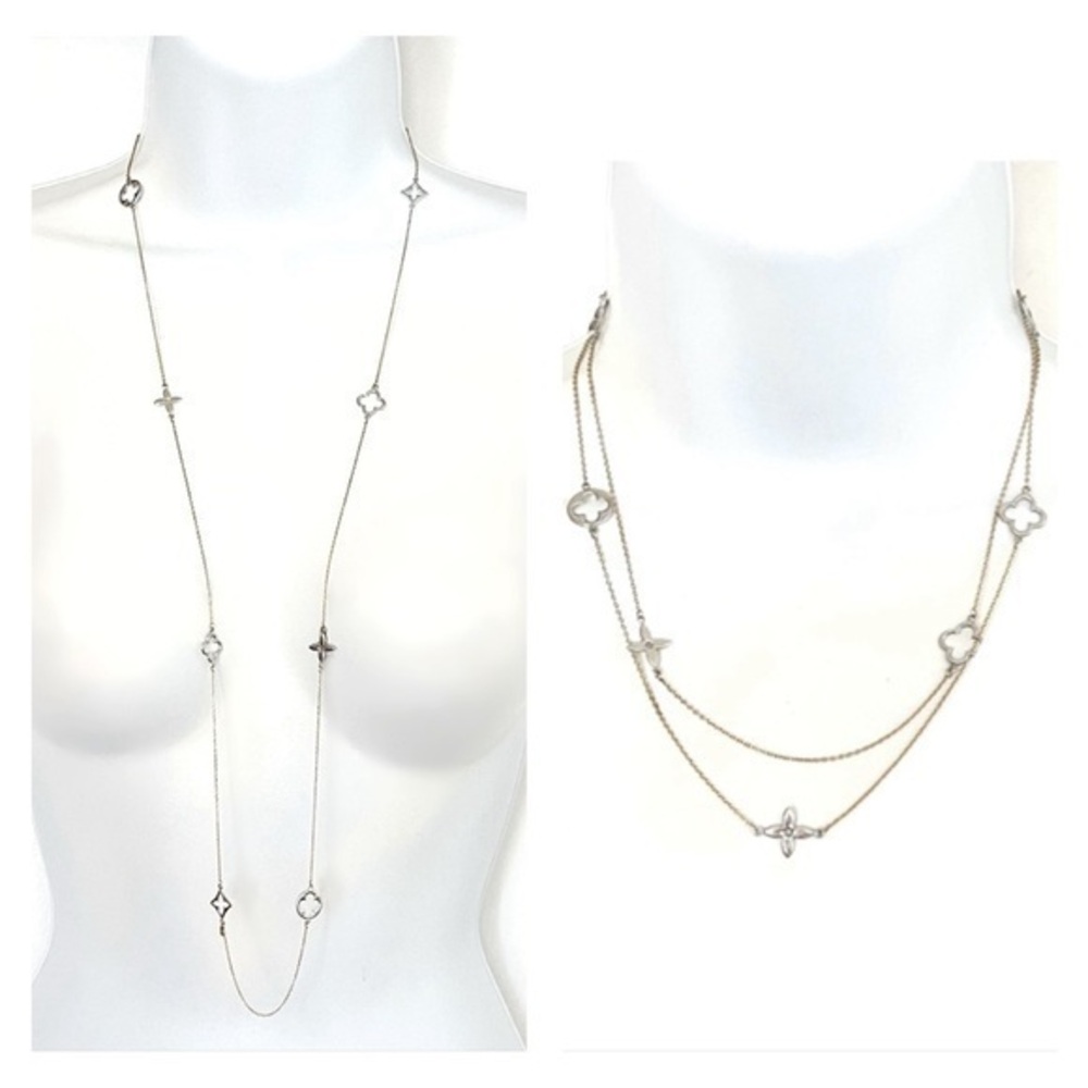 Sterling Silver & 14K Yellow Gold Quatrefoil Blossom Flower Necklace!